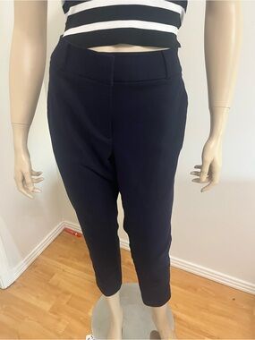 LOFT Navy Cropped Straight-Leg Pants